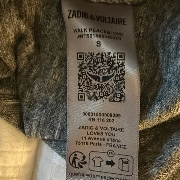 Zadig & Voltaire Walk Peace & Love T-Shirt - Gray - Size S